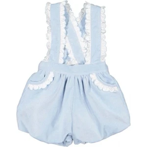 Sal & Pimenta Toddler Girls Bubbly Shorts Ruffle Overall - Blue Corduroy - Picture 1 of 4