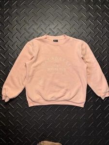 White Fox Calabasas Sweatshirt Crewneck Pink Orange Embroidered Womens Size S/M - Picture 1 of 8
