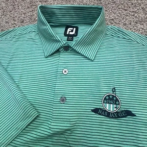 FootJoy Mens Size L Green Striped Short Sleeve Polo Performance Nas Jax GC Logo - Picture 1 of 7