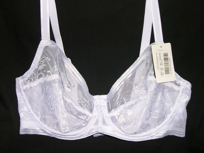 Wacoal 851340 "Net Effect" 白色半透明网眼无衬里钢圈文胸 34G - 全新带标签 — 第 1/3 张图片