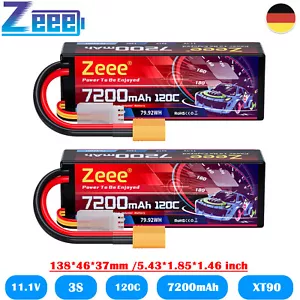 2x Zeee 3S Lipo Akku 11.1V 7200mAh 120C XT90 Stecker für RC Auto Drohne Truck - Bild 1 von 8
