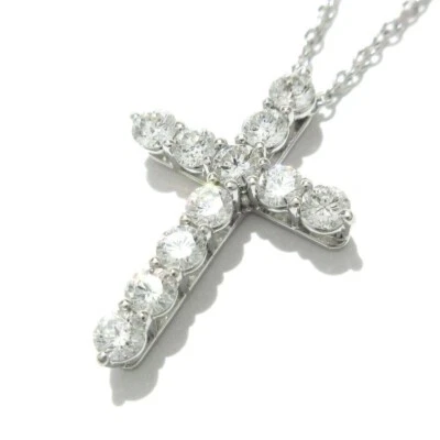 TIFFANY & Co. Platinum .42ct Diamond Cross Pendant Necklace - Image 1 of 4