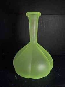 1890er SELTEN C E Bentley antike Mangan UV GLOW irisierendes Glas gerippt Vase 7 Zoll - Bild 1 von 12
