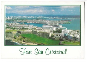 Vintage Old San Juan Postcard Fort San Cristobal View Puerto Rico Caribbean - Picture 1 of 2