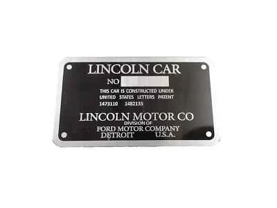 DATA PLATE FITS TO LINCOLN K SERIES COWL PLATE 1931 #V300-8 - Image 1 of 4