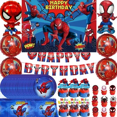 Spiderman Party Supplies Foil Balloons Kids Birthday Decoration Tableware Cups - image 1 of 4