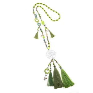Chain Necklace Long Chain Boho Hippie Tree of Life Shell Fringe - Picture 1 of 4