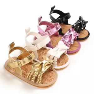 Braided Bowknot Strap Open Toe Toddler Sandals Summer Princess Size 0-18 Months - Picture 1 of 17