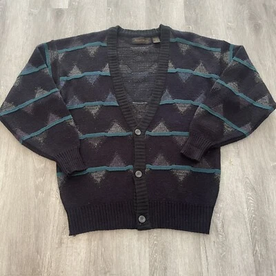 Vintage KURT COBAIN Nirvana Grunge Style Knit Cardigan Striped Sweater Zig Zag - Image 1 of 4