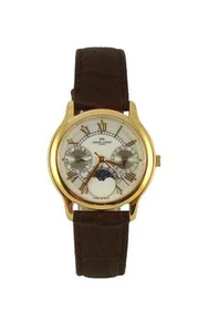 Reloj Cuarzo Jaquet Girard Piel Marrón Números Romanos Fecha Swiss Made 131.212 - Picture 1 of 1