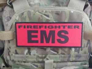 Parche chaleco portador placa gancho rojo 3x8" bombero ems bombero paramédico EMT - Imagen 1 de 2