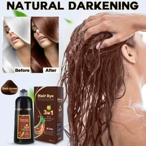 500ml Dark Brown Hair Dye Shampoo Natural Ingredient Hair Moisturizing Care US - Picture 1 of 13