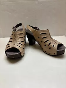Sandali donna Dansko pelle marrone tacco legno 3,25" slingbacks 37 - Foto 1 di 5