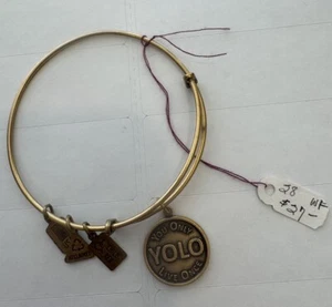 Wind & Fire Expandable Stackable Metal Bracelet YOLO Antique Gold Tone New - Picture 1 of 3
