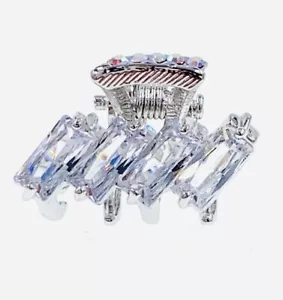 Metall kleine Haarkralle Kiefer Clip Verwendung Swarovski Kristall Haarnadel Elegant Silber Z7 - Bild 1 von 12