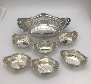 Lovely Vintage Gorham Oval 7-Piece Nut Dish Set, Sterling Silver A2078 & A4775 - Picture 1 of 23