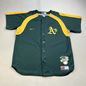 Vintage Nike Oakland Athletics Jersey Adult Large Green Yellow MLB Baseball y2k - Picture 1 of 10