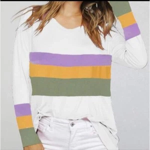 BIBI Women's White Top Shirt Long Sleeve Scoop-Neck Size M Medium - Picture 1 of 9