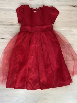 Vestido Dipioni de Seda Rojo Vacaciones Dimples Los Angeles Girls con Tul Talla 2 Foto 1 de 4