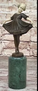 Escultura de bronce genuino PREISS tutú bailarina bailarina estatuas doradas estatuas arte - Imagen 1 de 10