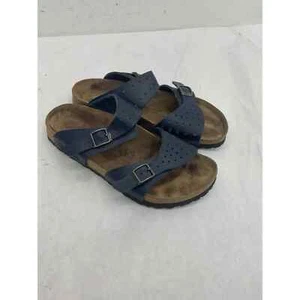 Birkis Blue Leather Slide Flats Womens Size 10 - Picture 1 of 10