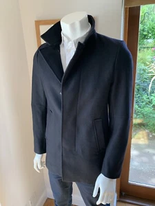 Reiss Men’s Black Peacoat Wool Blend Size Medium 40 - Picture 1 of 17
