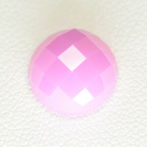 9.57ct Milky Pink Cubic Zirconia Round Cabochon 10 mm Checker Lab Created