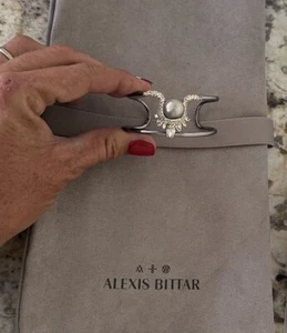 100% Authentic Alexis Bittar Pearl, Crystal & Metal Cuff Bracelet $245 - Picture 1 of 16