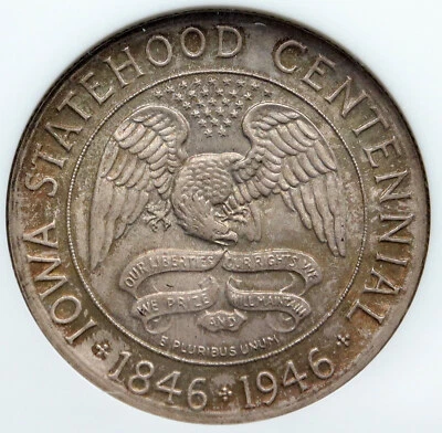 1946 IOWA OLD CAPITAL BUILDING Commemorative Silver Half Dollar Coin NGC i87365 - Image 1 of 4