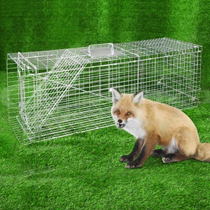 Humane Animal Trap Cage Rabbit Bird Cat Koala Possum Catch Spring Loaded Door - Picture 1 of 8