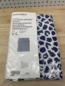IKEA Kvastfibbla Full/Queen DUVET COVER and PILLOWCASE SET Blue/White Print NEW - Picture 1 of 10