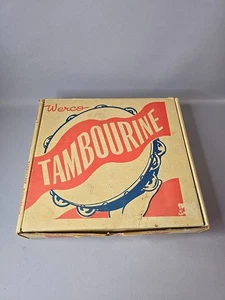 Vintage Boxed Tambourine Werco #124 10" Solid Wood Rim Chicago Illinois usa - Picture 1 of 13