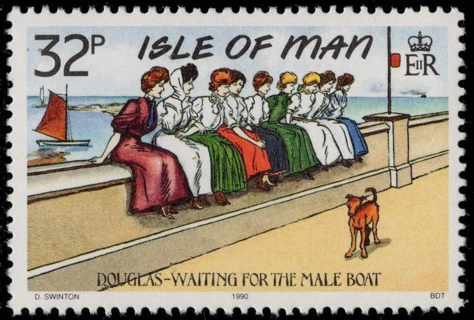 ISLE of MAN 415 - Edwardian Postcards "Waiting for the Male Boat" (pc43283+) - Image 1 of 1