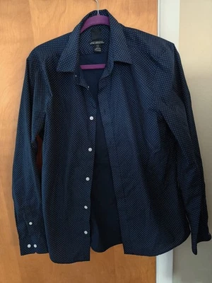 H&M Men's Blue Polka Dot Button Down Collared Shirt Long Sleeve Size Medium Slim - Image 1 of 4
