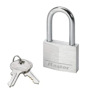 Master Lock 9140EURDLF Schlüssel-Vorhängeschloss aus Aluminium mit mittlerem Bügel, grau, 4 x 7 - Bild 1 von 5