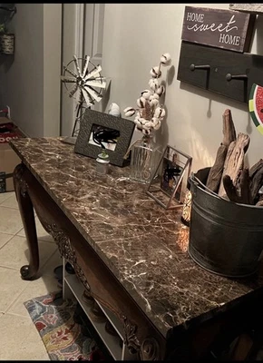 HEKMAN Marble Top French Style Console/Sofa Table,Matching End Tables Available  - Image 1 of 4