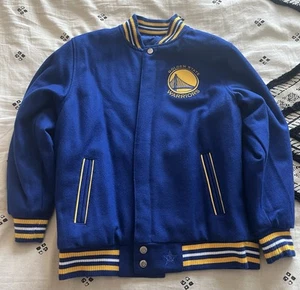 Kids REVERSIBLE Golden State Warriors NBA Varsity Jacket Size Medium 10/12 - Picture 1 of 9