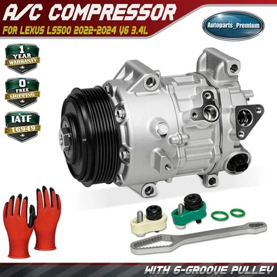 Компрессор кондиционера с 6-канавочным шкивом для Lexus LS500 2022 2023 2024 88310-50250 - Изображение 1 из 4