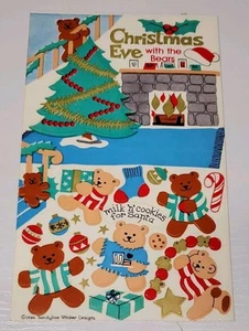 Vintage 80’s Sandylion Maxi Sticker Sheet "Christmas Eve With The Bears" NEW - Picture 1 of 5