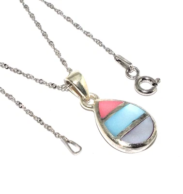 Donna Multicolore Argento a Cavallo Ciondolo Hung su Un Singapore Stile Catena - Immagine 1 di 4