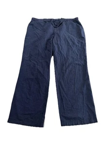 Liz Claiborne Womans Pants Blue XL Solid Linen Blend Zip Button Wide Leg - Picture 1 of 8