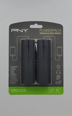 Cargador portátil PNY PowerPack 2600 mAh - Paquete de 2 paquetes - Banco de alimentación USB compacto Foto 1 de 2