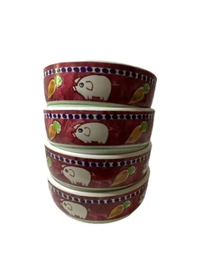4er Set Vietri Campagna Porco Italien 5,25" Suppe Müslischale Schwein Karotte Melamin - Bild 1 von 3