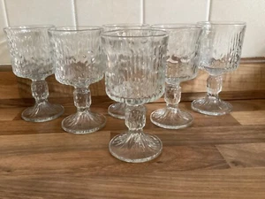 6 x Retro Vintage Ravenhead Siesta Frosted Ice Bark 13cm Wine Glasses 1970’s - Picture 1 of 3