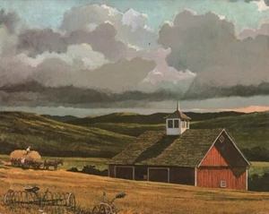 ACEO Art Card Bringing in the Hay before the Rain painted by Eric Sloane - Bild 1 von 1