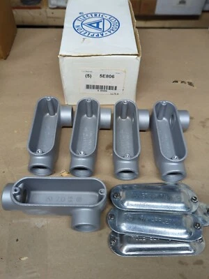 5 Appleton LL75-A  3/4" Aluminum Type LL Conduit Body with Covers NOS - Image 1 of 3