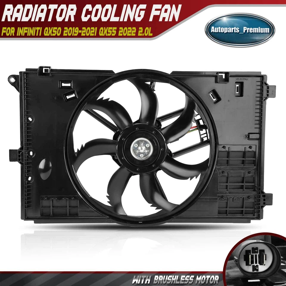 Conjunto de ventilador de refrigeración de radiador con motor sin escobillas para INFINITI QX50 19-21 QX55 2022 Foto 1 de 4