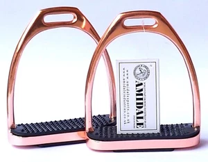 ROSEGOLD GLOSS Fillis IRONS STIRRUPS HORSE RIDING S/ STEEL FROM AMIDALE BNWT - Picture 1 of 2