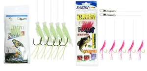 Shrimp Feathers Fishing Mackerel 5 Hook Size 2/0 Sea Rigs Living Prawn Sabiki - Picture 1 of 33