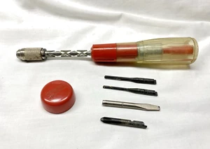 Vintage STANLEY Yankee Handyman No. 233H Spiral Screwdriver Push Drill w/4 Bits - Picture 1 of 5